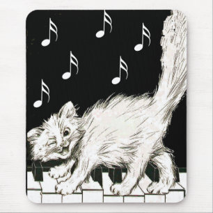 Kat op de pianotoetsen muismat