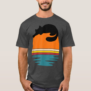 Kat op de retro Sunset Cute Cat T-shirt