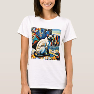 Kat op de rotsen t-shirt