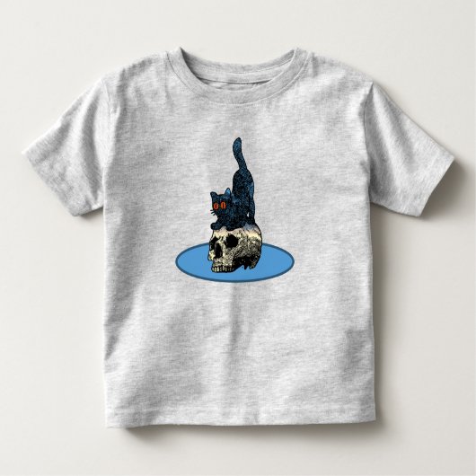 Kat op de schedel Schattige Baby Boy Meisje Hallow Kinder Shirts (Voorkant)