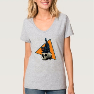 Kat op de schedel Schattige Meisjes Vrouwen Hallow T-shirt
