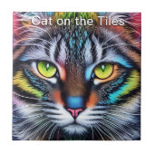 Kat op de Tegels Keramische Tegel Portret Tegeltje (Voorkant)