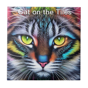 Kat op de Tegels Keramische Tegel Portret Tegeltje