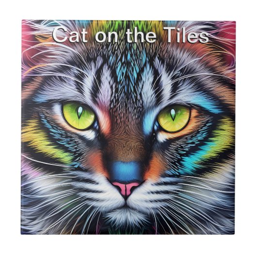 Kat op de Tegels Keramische Tegel Portret Tegeltje (Voorkant)