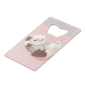 Kat op de telefoon creditkaart flessenopener (Voorkant Gekanteld)