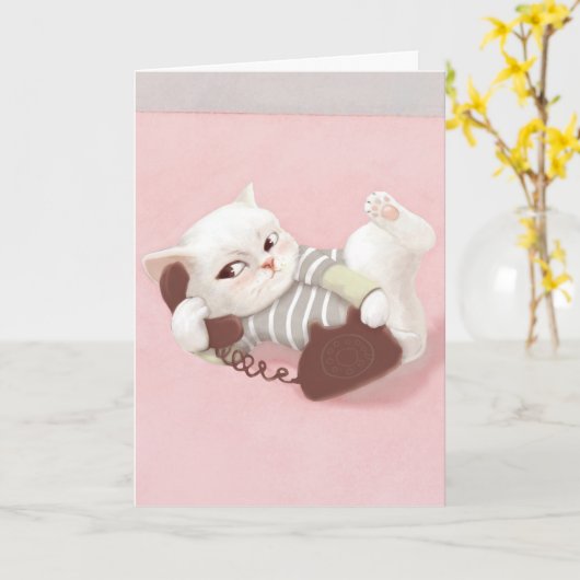 Kat op de telefoon kaart (Gele Bloem)