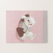 Kat op de telefoon legpuzzel (Horizontaal)