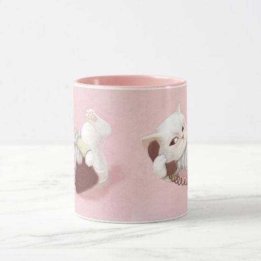 Kat op de telefoon mok (Midden)