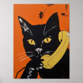 Kat Op De Telefoon Retro Poster Funny Cat Print Vi (Voorkant)