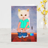 KAT OP DE TOILET FUNNKING THINKING VAN JULLIE KAAR KAART (Gele Bloem)