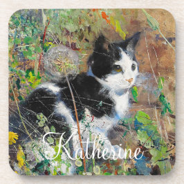 Kat op de vloer bier onderzetter