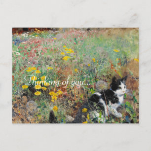 Kat op de vloer briefkaart