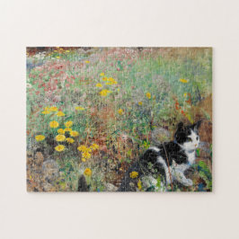 Kat op de vloer legpuzzel
