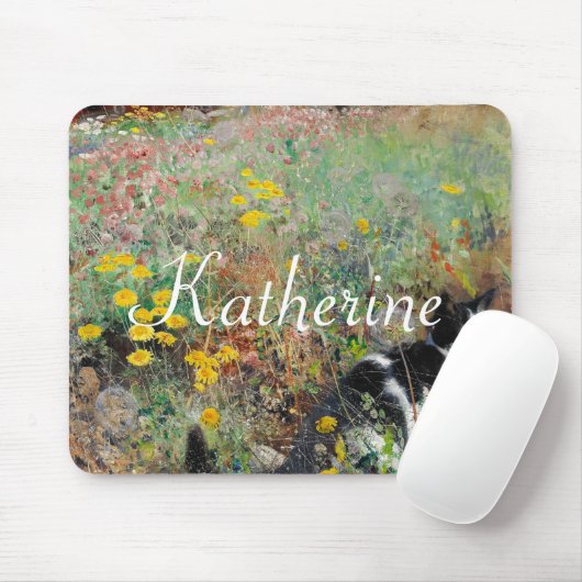 Kat op de vloer muismat (Met muis)