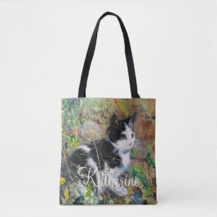 Kat op de vloer tote bag