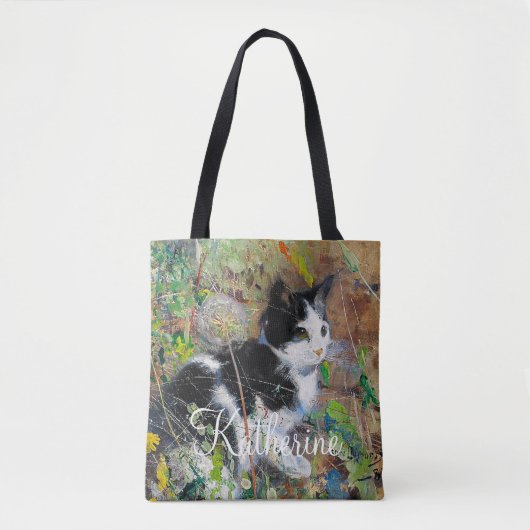 Kat op de vloer tote bag (Voorkant)