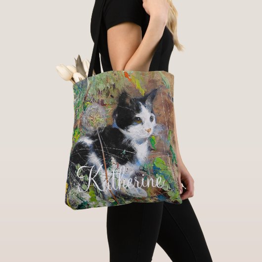 Kat op de vloer tote bag (Dichtbij)