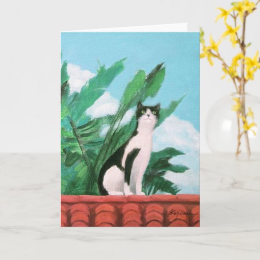 Kat op de weg kaart (Gele Bloem)