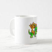 Kat op dinosaurus - kinderen en volwassenen koffiemok (Voorkant links)