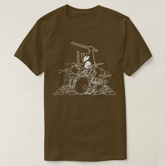 Kat op drummuziek t-shirt (Design voorkant)