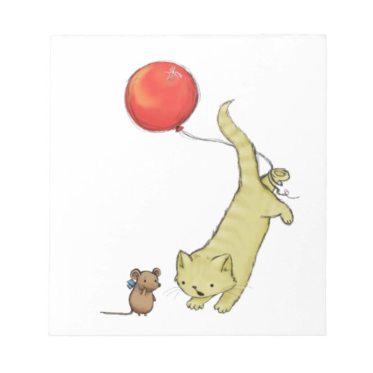 Kat op een ballon notitieblok (Voorkant)
