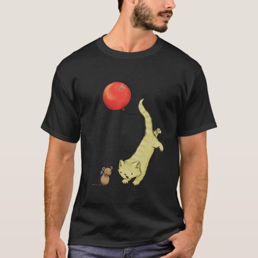 Kat op een ballon t-shirt (Voorkant)