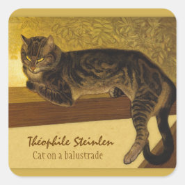 Kat op een balustrade CC0234 Théophile Steinlen Vierkante Sticker
