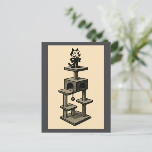 Kat op een boom briefkaart (Staand voorkant)