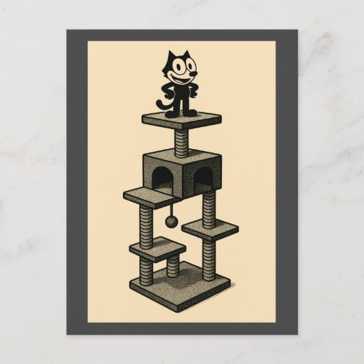 Kat op een boom briefkaart (Voorkant)