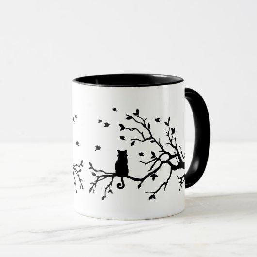 Kat op een boom - Silhouette Mok (Voorkant rechts)