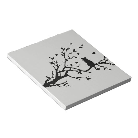 Kat op een boom - Silhouette Notitieblok (Schuin)