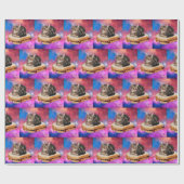 Kat op een brood dat in de ruimte vliegt cadeaupapier (Vlak)