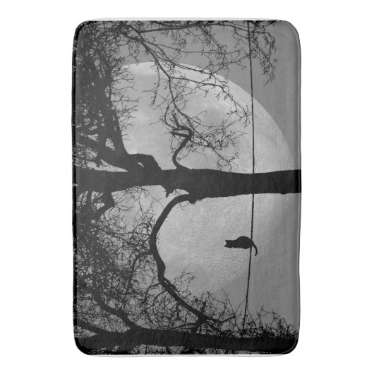 Kat op een draad Volle Maan Badmat (Voorkant Verticaal)