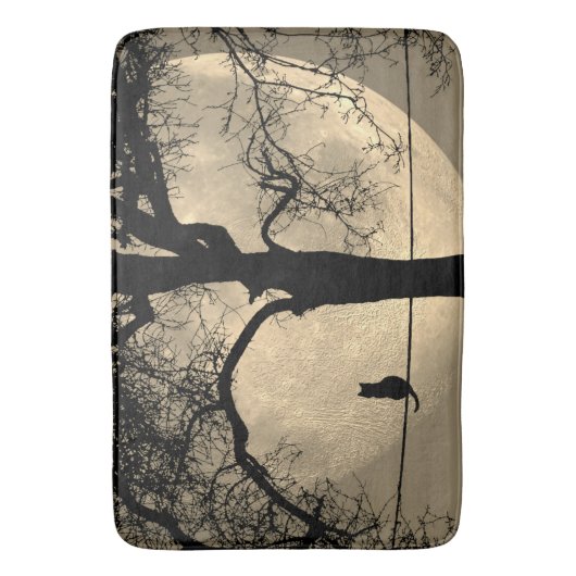 Kat op een draad Volle Maan Badmat (Voorkant Verticaal)