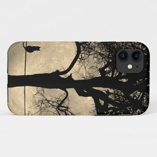 Kat op een draad Volle Maan Case-Mate iPhone Case (Achterkant (horizontaal))