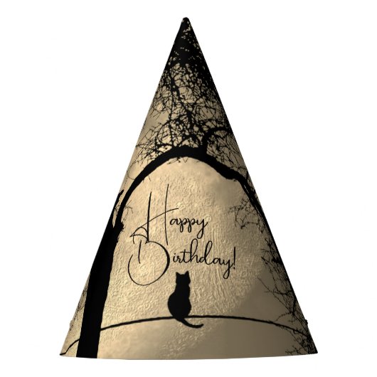 Kat op een draad Volle Maan Gelukkig Feesthoedjes (Voorkant)