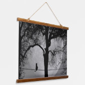 Kat op een draad Volle Maan Hangend Wandkleed (Gebogen)