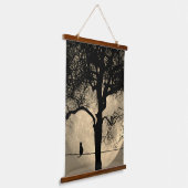 Kat op een draad Volle Maan Hangend Wandkleed (Gebogen)