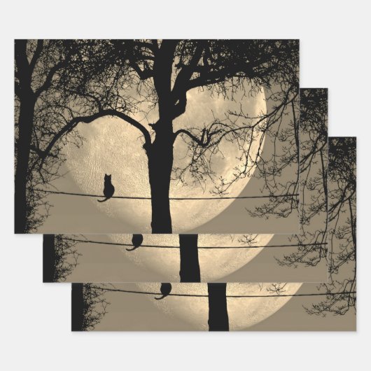 Kat op een draad Volle Maan Inpakpapier Vel (Set)