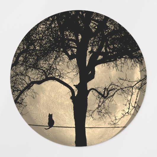 Kat op een draad Volle Maan Labels (Design 1)
