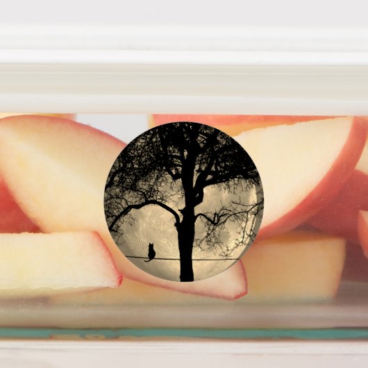 Kat op een draad Volle Maan Labels (Aangebracht)