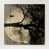 Kat op een draad Volle Maan Legpuzzel (Horizontaal)