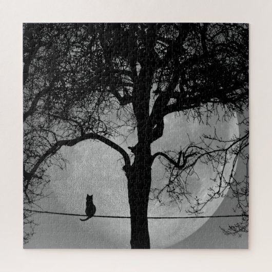 Kat op een draad Volle Maan Legpuzzel (Verticaal)