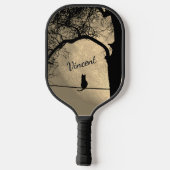 Kat op een draad Volle Maan met Naam Pickleball Paddle (Achterkant)