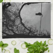 Kat op een draad Volle Maan Theedoek (Gevouwen)