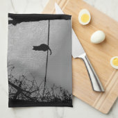 Kat op een draad Volle Maan Theedoek (Quarter Fold)