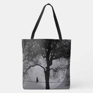 Kat op een draad Volle Maan Tote Bag