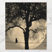 Kat op een draad Volle Maan Wijn Etiket (Enkel label)