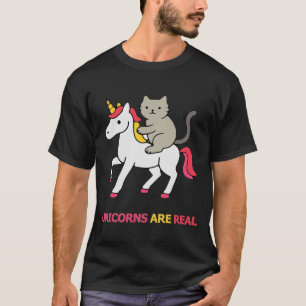 Kat op een eenhoorn rijdend t-shirt