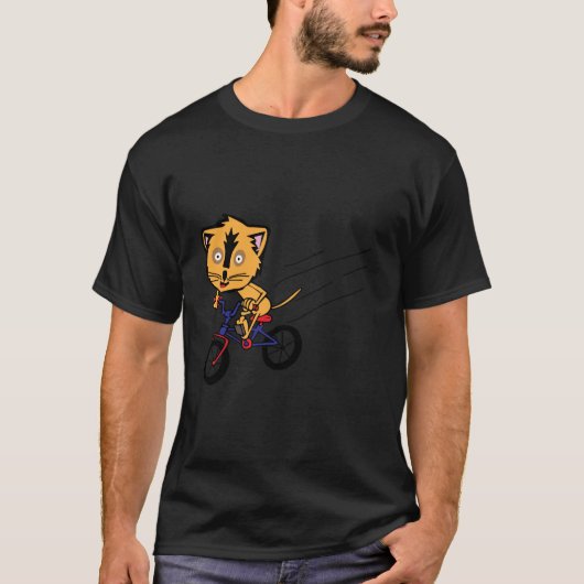 Kat op een fiets fietsen grappig t-shirt (Voorkant)